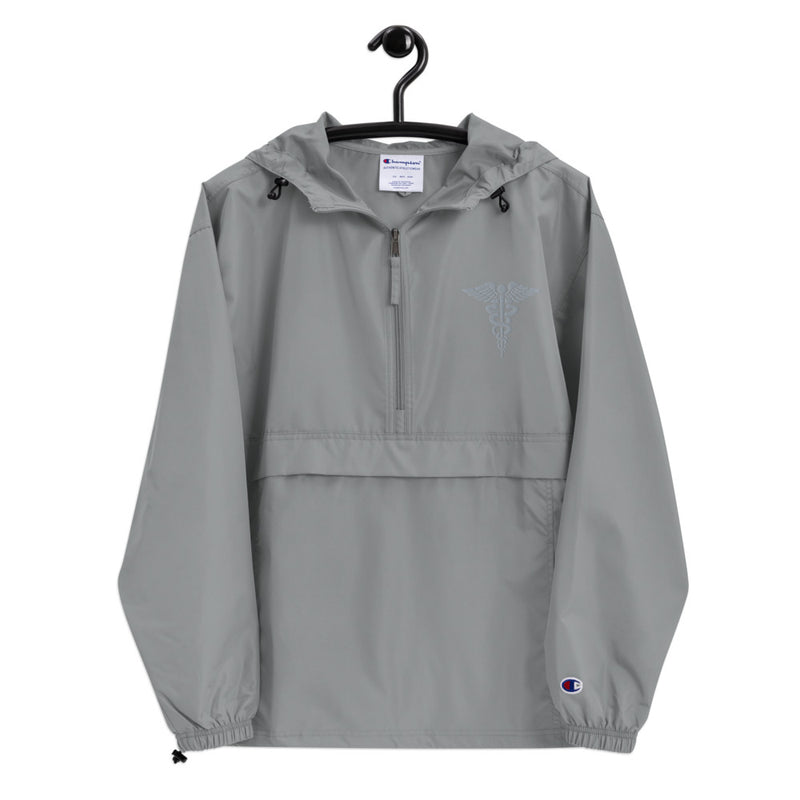 Hospital Corpsman Graphite Champion packable jacket with a detailed embroidered logo.