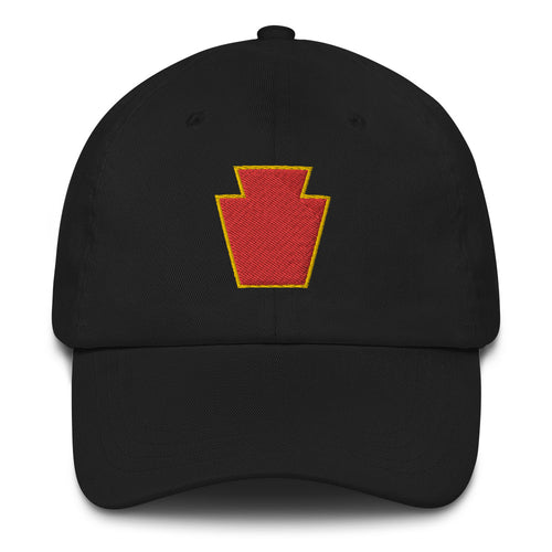 A black 28th Infantry Division Hat with the logo on the front.  The hat has a curved visor and an adjustable strap at the back.