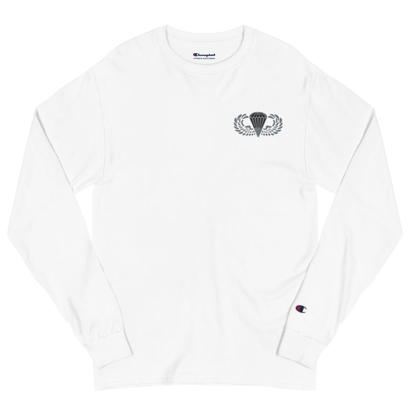 Basic Parachutist Men's Champion Long Sleeve Shirt - White
