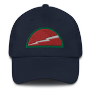 A navy blue 78th Infantry Division Hat with the logo on the front.  The hat has a curved visor and an adjustable strap at the back.