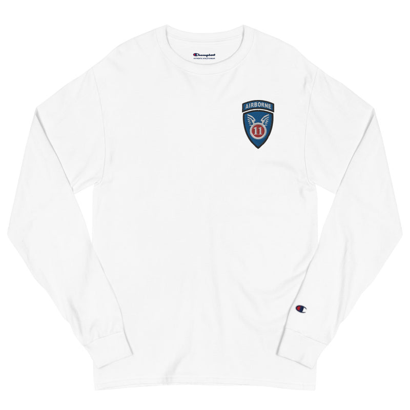 11th Airborne Division Men's Champion Long Sleeve Shirt - White