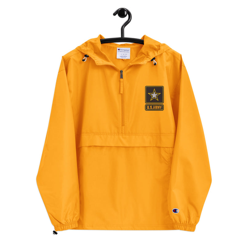 United States Army Gold Champion packable jacket with a detailed embroidered logo.