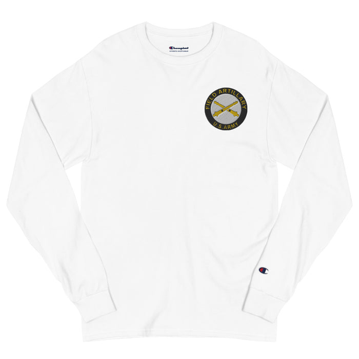 US Army Field Artillery Men's Champion Long Sleeve Shirt - White