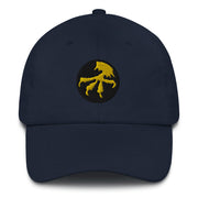 A navy blue 17th Airborne Division Hat with the logo on the front.  The hat has a curved visor and an adjustable strap at the back.