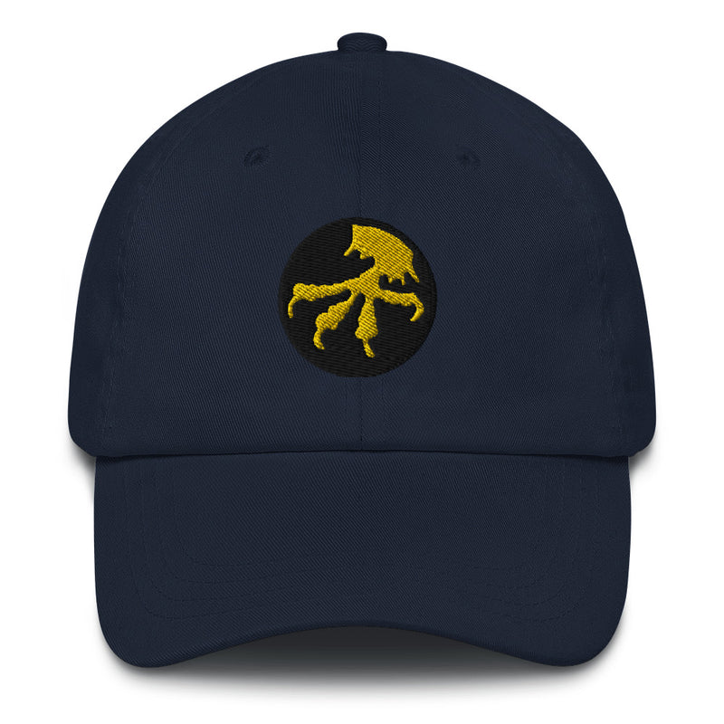 A navy blue 17th Airborne Division Hat with the logo on the front.  The hat has a curved visor and an adjustable strap at the back.