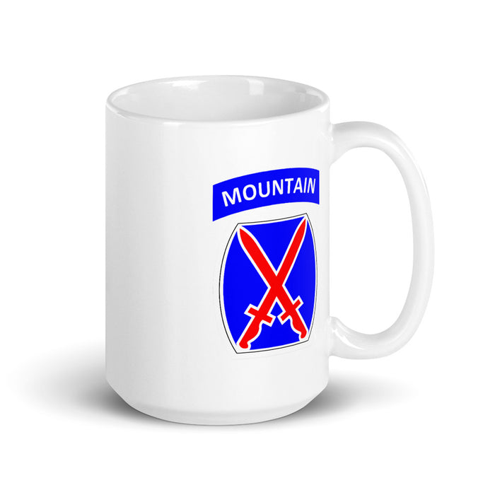 White Glossy Mug - 10th Mountain Division