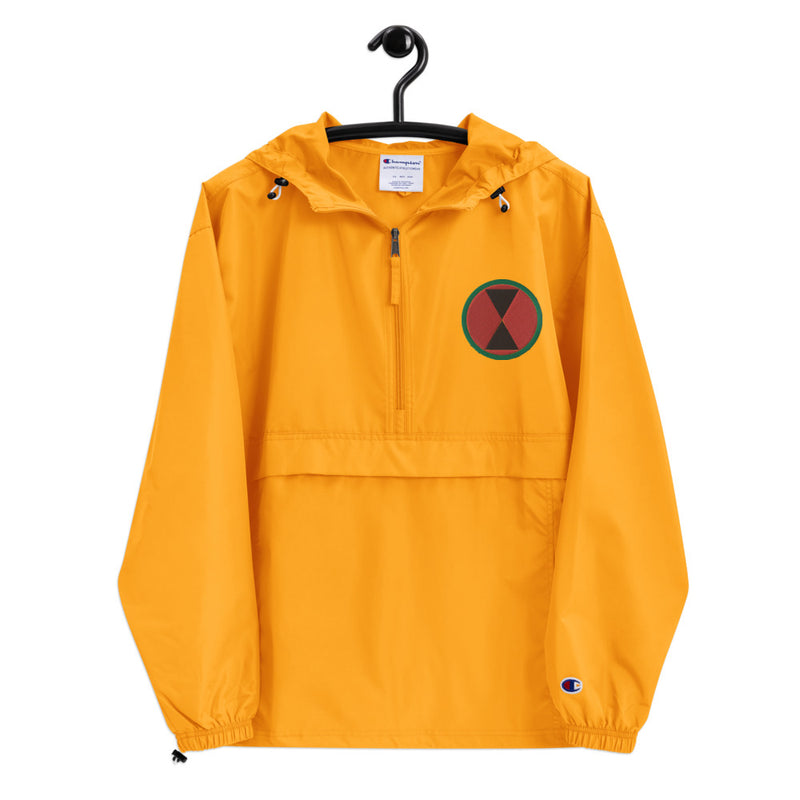 7th Infantry Division Gold Champion packable jacket with a detailed embroidered logo