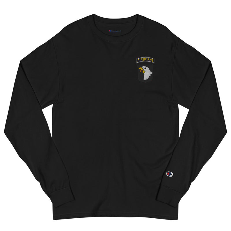 101st Airborne Men's Champion Long Sleeve Shirt - Black