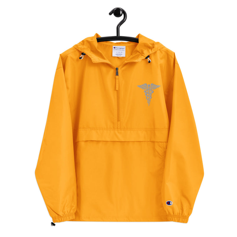 Hospital Corpsman Gold Champion packable jacket with a detailed embroidered logo