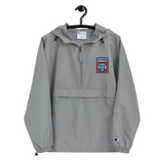 82nd Airborne Graphite Champion packable jacket with a detailed embroidered logo.