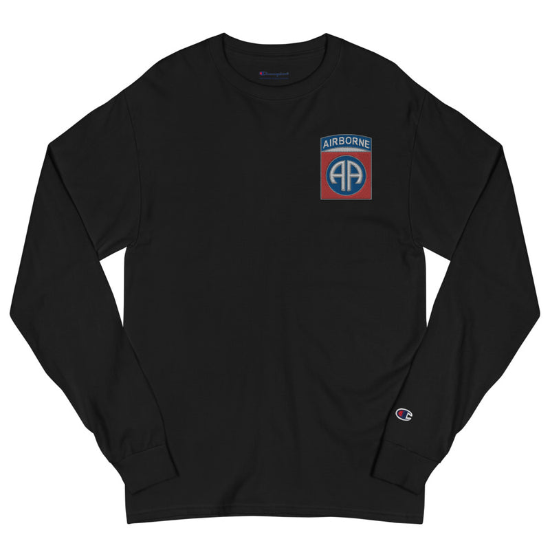 82nd Airborne Men's Champion Long Sleeve Shirt - Black