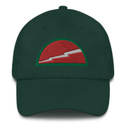 A spruce colored 78th Infantry Division Hat with the logo on the front.  The hat has a curved visor and an adjustable strap at the back.