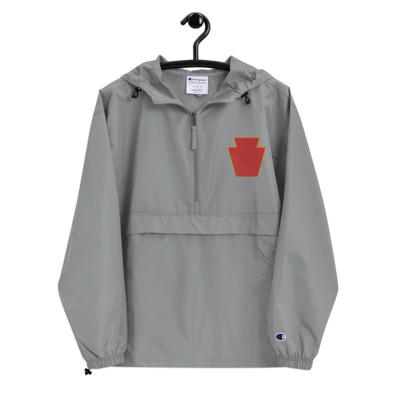 28th Infantry Division Graphite Champion packable jacket with a detailed embroidered logo.