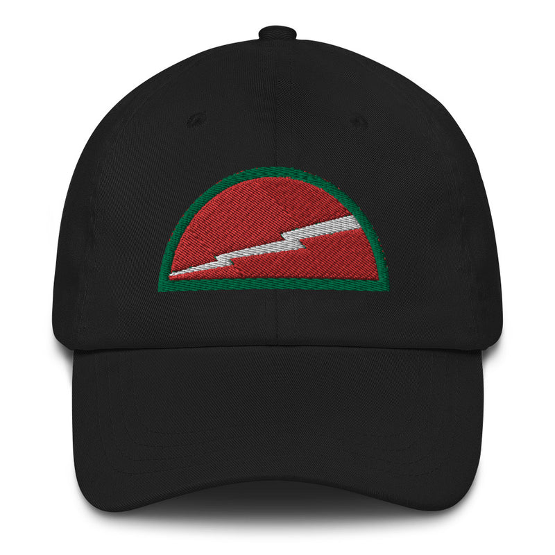 A black 78th Infantry Division Hat with the logo on the front.  The hat has a curved visor and an adjustable strap at the back.
