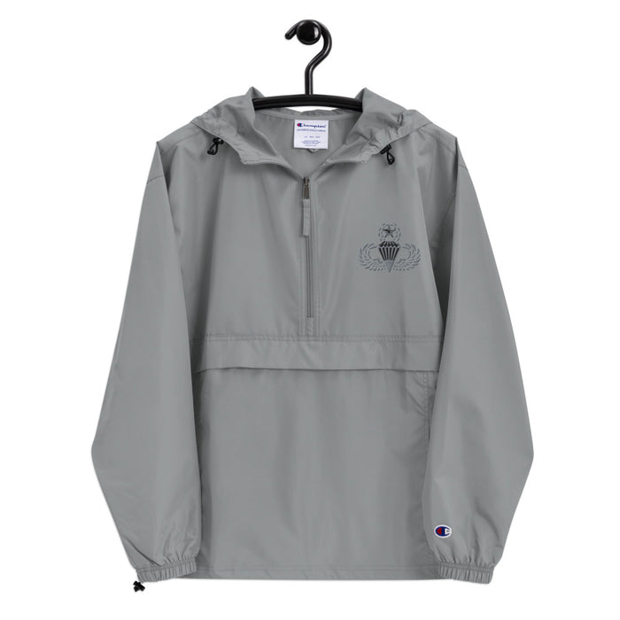 Master Parachutist Graphite Champion packable jacket with a detailed embroidered logo.