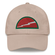 A stone colored 78th Infantry Division Hat with the logo on the front.  The hat has a curved visor and an adjustable strap at the back.