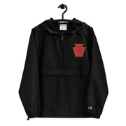 28th Infantry Division Black Champion packable jacket with a detailed embroidered logo.