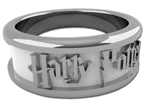 The Harry Potter Ring is a sterling silver band engraved with "Harry Potter" in a stylized font.
