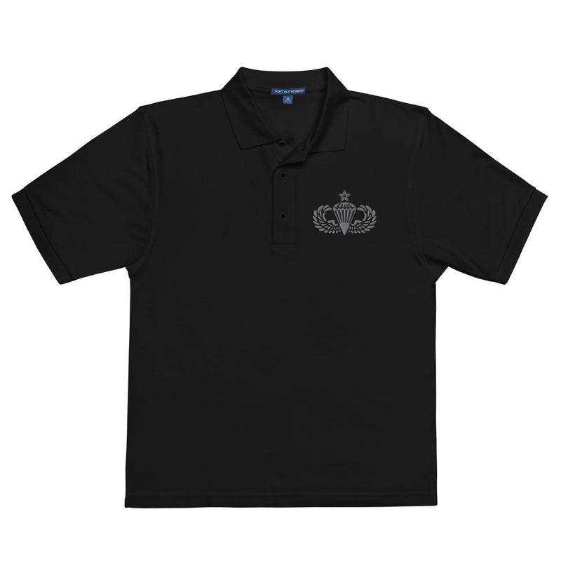 Senior Parachutist Premium Polo Shirt - Black