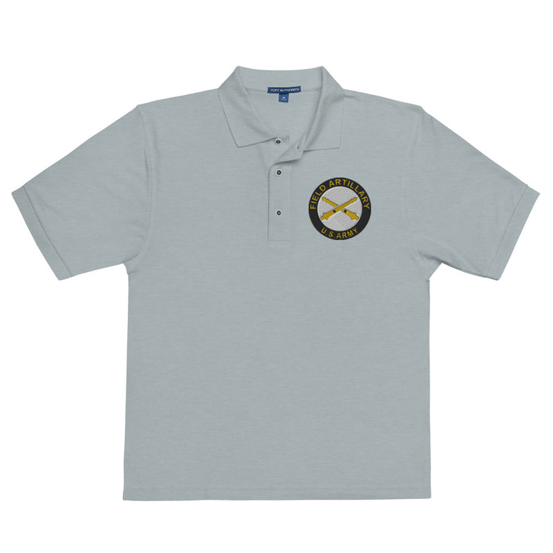US Army Field Artillery Premium Polo Shirt - Cool Heather