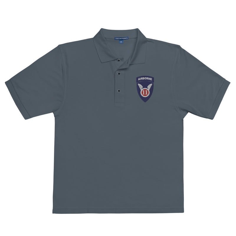 11th Airborne Division Premium Polo Shirt - Steel Grey