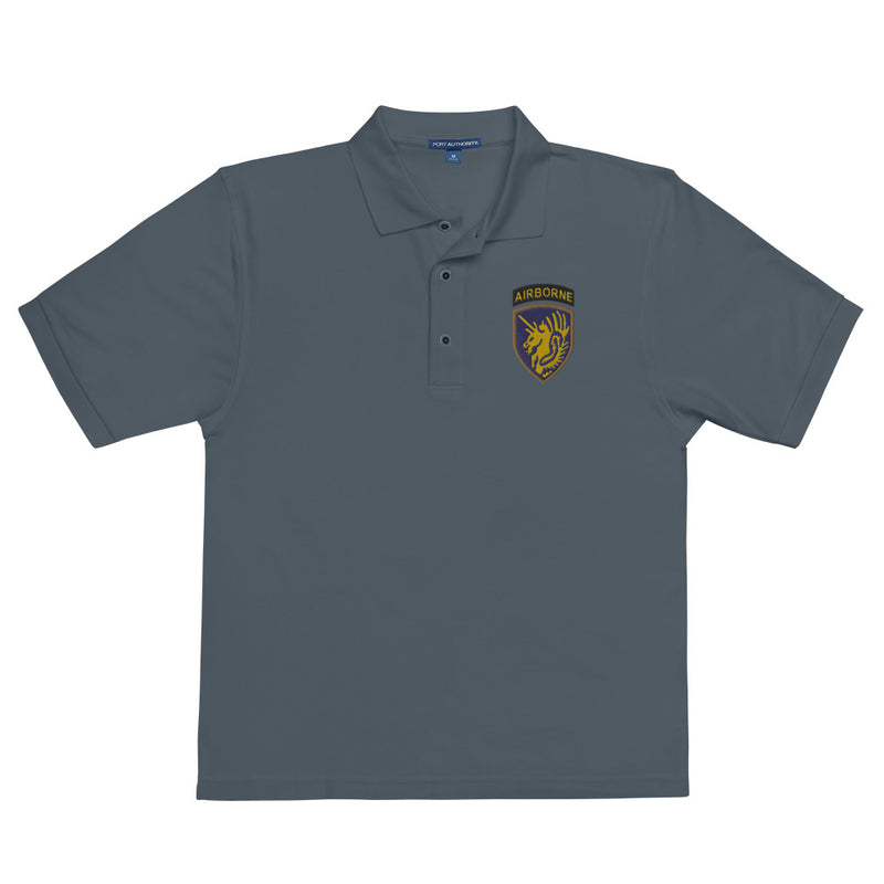 13th Airborne Division Premium Polo Shirt - Steel Grey