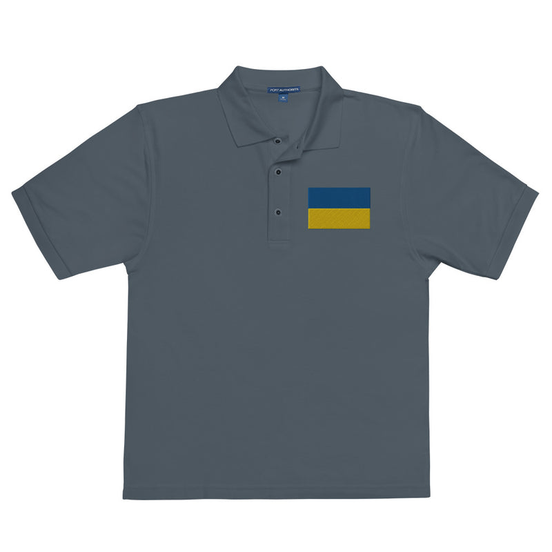 Ukrainian Flag Premium Polo Shirt - Steel Grey