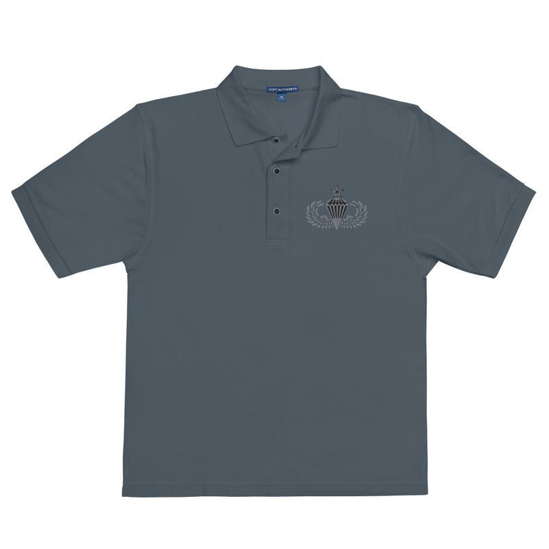 Senior Parachutist Premium Polo Shirt - Steel Grey