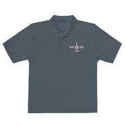 "I Broke 70" - Steel Grey Golf shirt • 65% polyester, 35% cotton pique • Relaxed fit that runs large • Flat knit collar and cuffs