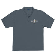 "I Broke 80" - Steel Grey Golf shirt • 65% polyester, 35% cotton pique • Relaxed fit that runs large • Flat knit collar and cuffs