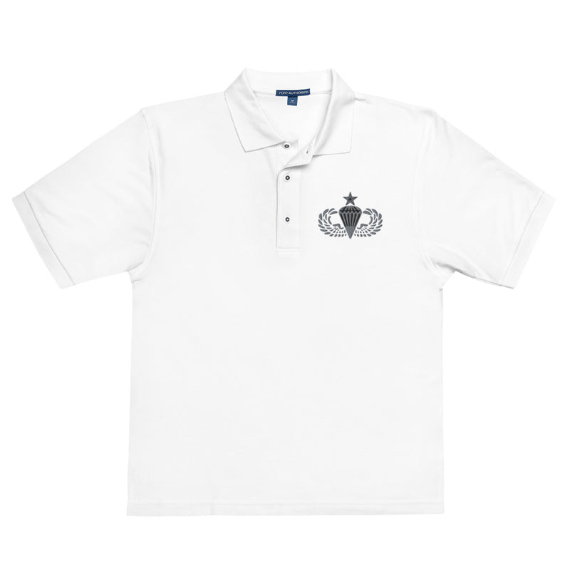 Senior Parachutist Premium Polo Shirt - White