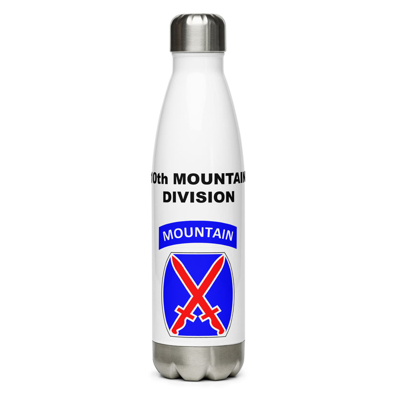Designed with the 10th Mountain Division logo of the US Army, this water bottle is the perfect addition for today's soldier