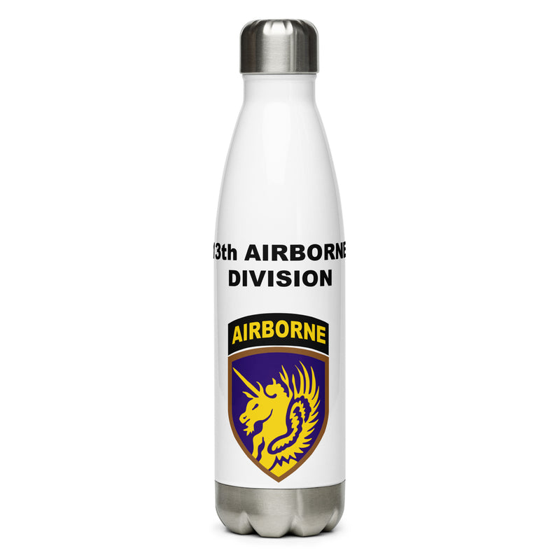 Designed with the 13th Airborne Division logo of the US Army, this water bottle is the perfect addition for today's soldier