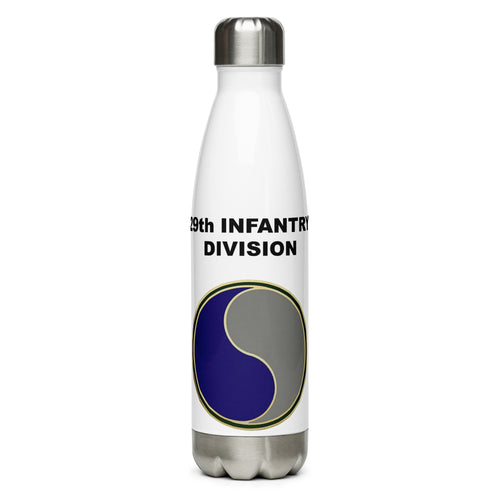 Designed with the 29th Infantry Division logo of the US Army, this water bottle is the perfect addition for today's soldier
