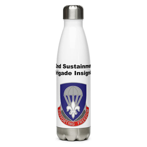 Designed with the 82nd Sustainment Brigade Insignia logo of the US Army, this water bottle is the perfect addition for today's soldier