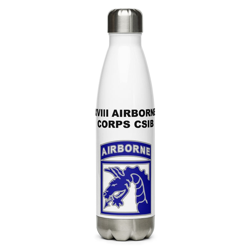 Designed with the XVIII Airborne Corps logo of the US Army, this water bottle is the perfect addition for today's soldier