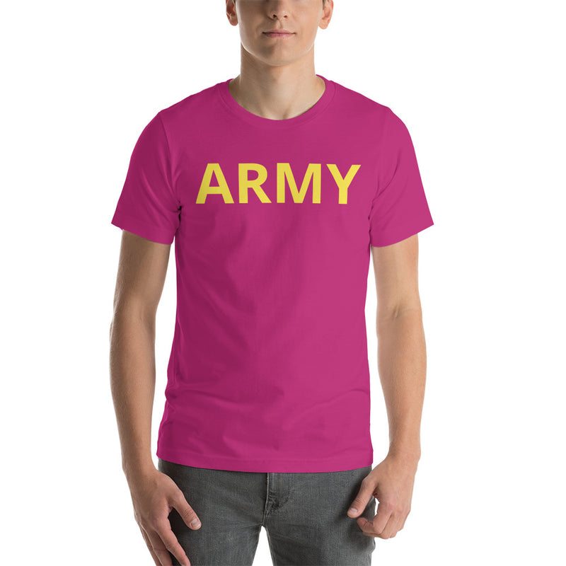 United States Army Men's T-Shirt Yellow Lettering - Berry