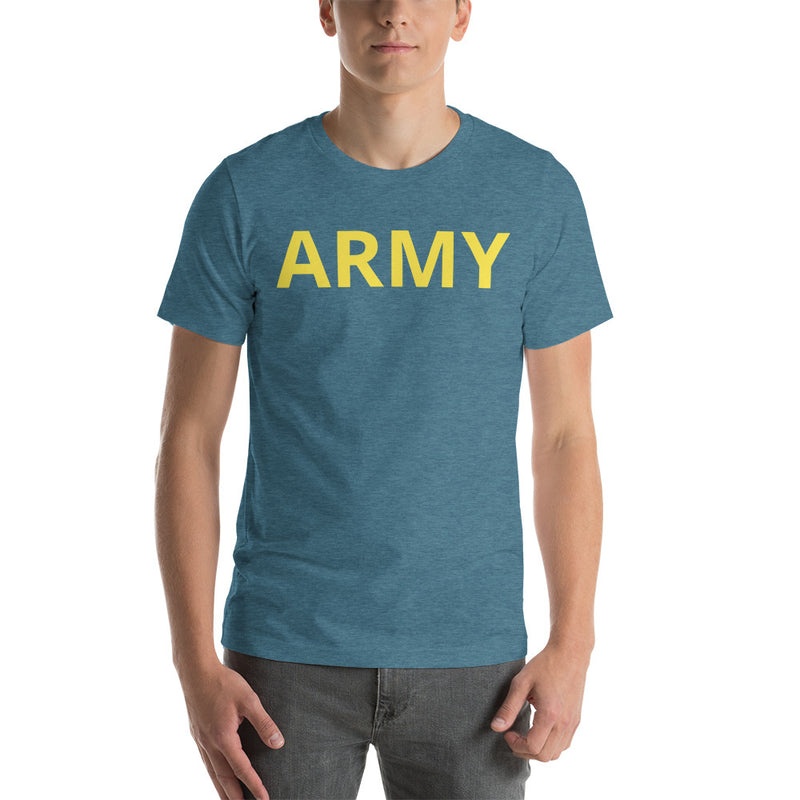 United States Army Men's T-Shirt Yellow Lettering - Heather Deep Teal