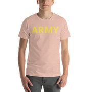 United States Army Men's T-Shirt Yellow Lettering - Heather Prism Peach