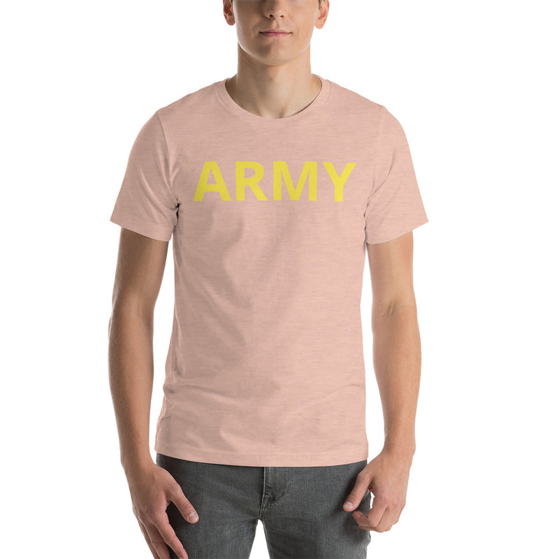 United States Army Men's T-Shirt Yellow Lettering - Heather Prism Peach
