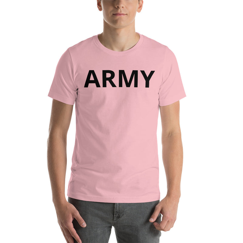United States Army Men's T-Shirt with Black Lettering - Pink