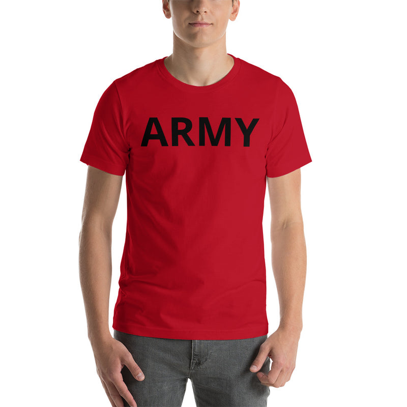 United States Army Men's T-Shirt with Black Lettering - Red