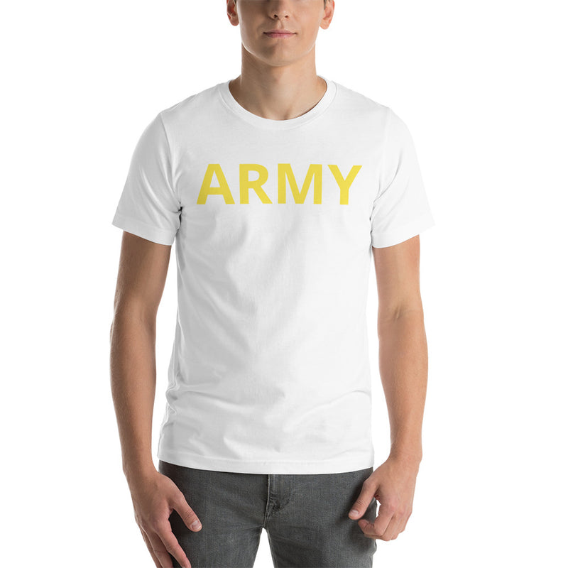 United States Army Men's T-Shirt Yellow Lettering - White