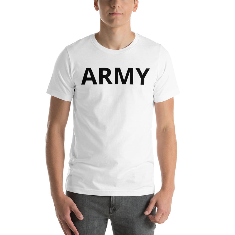 United States Army Men's T-Shirt with Black Lettering - White