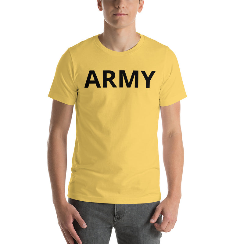 United States Army Men's T-Shirt with Black Lettering - Yellow