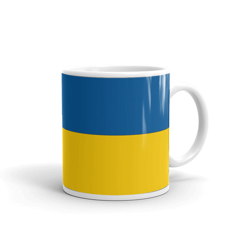 White Glossy Mug - Ukrainian Flag Mug - 11 oz size
