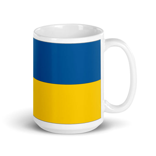 White Glossy Mug - Ukrainian Flag Mug - 15 oz size