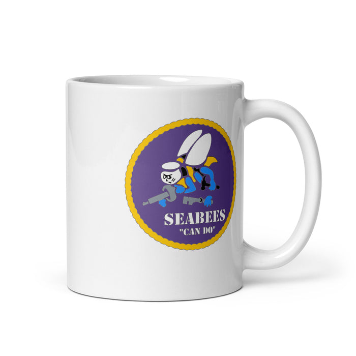 White Glossy Mug - Navy Seabees